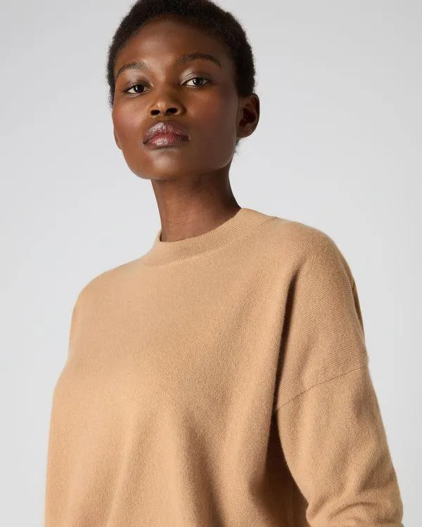 Women Women039s Relaxed Round Neck Cashmere SweaterIn Sahara Brown Sahara Brown NPeal Round Necks