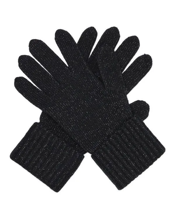 Women Women039s Ribbed Cashmere Gloves With LurexIn Black Sparkle Black Sparkle NPeal Gloves