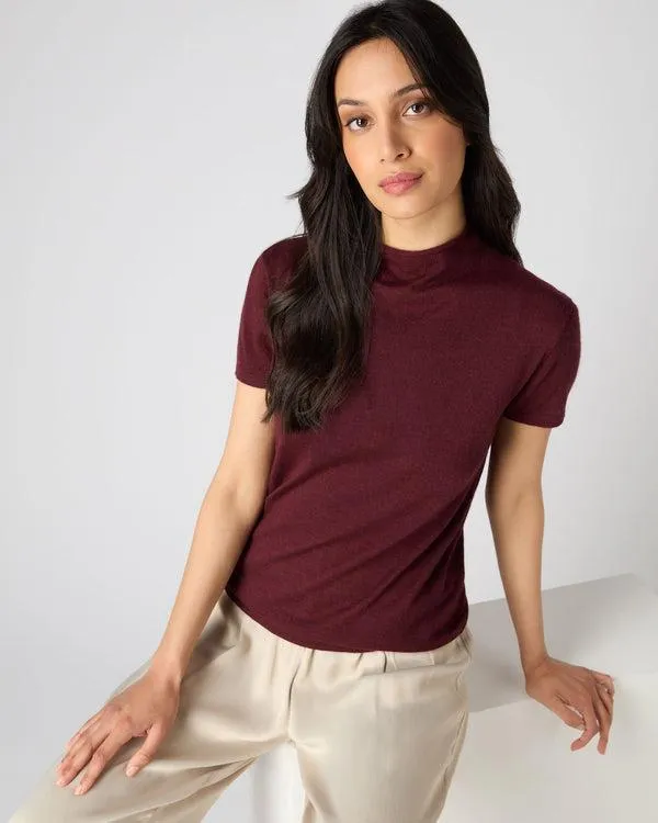 Women Women039s Superfine Mock Neck Cashmere TShirtIn Burgundy Red Burgundy Red NPeal Tops and Tshirts Women Women039s Superfine Mock Neck Cashmere TShirtIn Burgundy Red Burgundy Red NPeal Tops and Tshirts