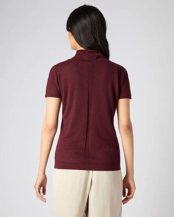 Women Women039s Superfine Mock Neck Cashmere TShirtIn Burgundy Red Burgundy Red NPeal Tops and Tshirts