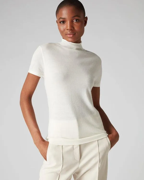 Women Women039s Superfine Mock Neck Cashmere TShirtIn New Ivory White New Ivory White NPeal Tops and Tshirts Women Women039s Superfine Mock Neck Cashmere TShirtIn New Ivory White New Ivory White NPeal Tops and Tshirts