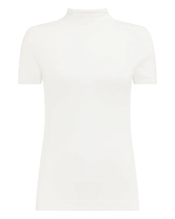 Women Women039s Superfine Mock Neck Cashmere TShirtIn New Ivory White New Ivory White NPeal Tops and Tshirts