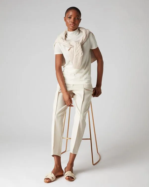 Women Women039s Superfine Mock Neck Cashmere TShirtIn New Ivory White New Ivory White NPeal Tops and Tshirts