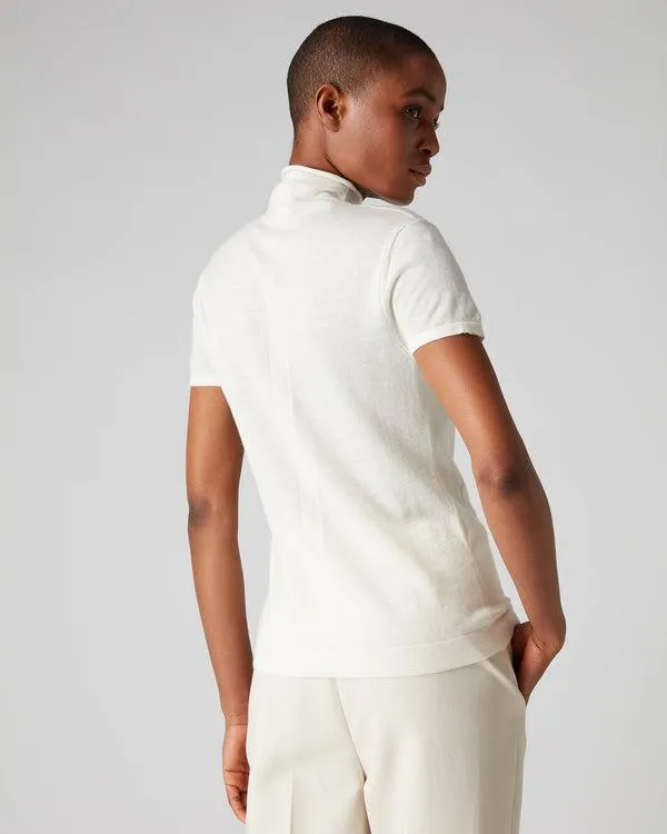 Women Women039s Superfine Mock Neck Cashmere TShirtIn New Ivory White New Ivory White NPeal Tops and Tshirts
