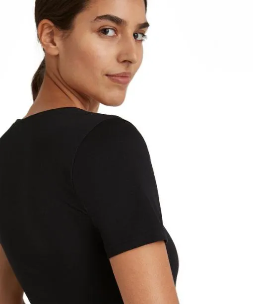 Women Women TShirt Roundneck Daily Natural Black FALKE Shirts