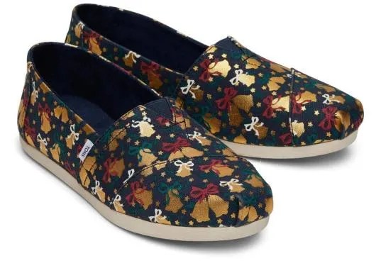 Women WomenAlpargata Gold Foil Bells Foiled Navy TOMS Exclusives
