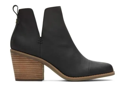 Women WomenEverly Black Leather Cutout Heeled Boot Black Leather TOMS Boots and Booties