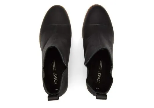 Women WomenEverly Black Leather Cutout Heeled Boot Black Leather TOMS Boots and Booties