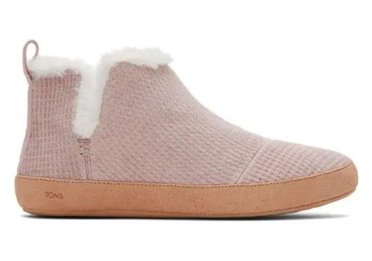 Women WomenLola Pink Metallic Waffle Bootie Slipper Pink Quartz Metallic TOMS Slippers