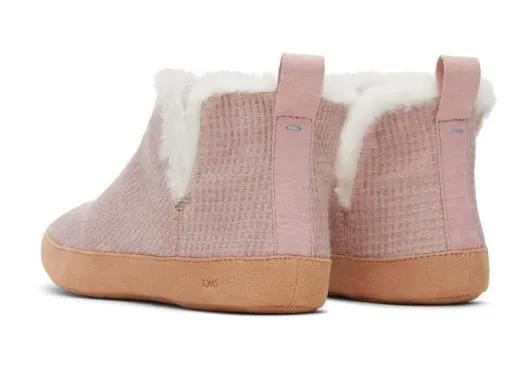 Women WomenLola Pink Metallic Waffle Bootie Slipper Pink Quartz Metallic TOMS Slippers