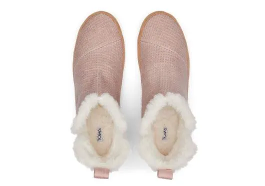 Women WomenLola Pink Metallic Waffle Bootie Slipper Pink Quartz Metallic TOMS Slippers