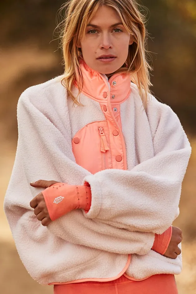 Women Workout Tops Free People Hit The Slopes Colorblock Jacket Downward Dogwood Combo