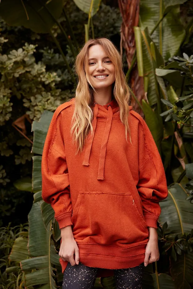Women Workout Tops Free People Rivalry Hoodie Deep Ginger