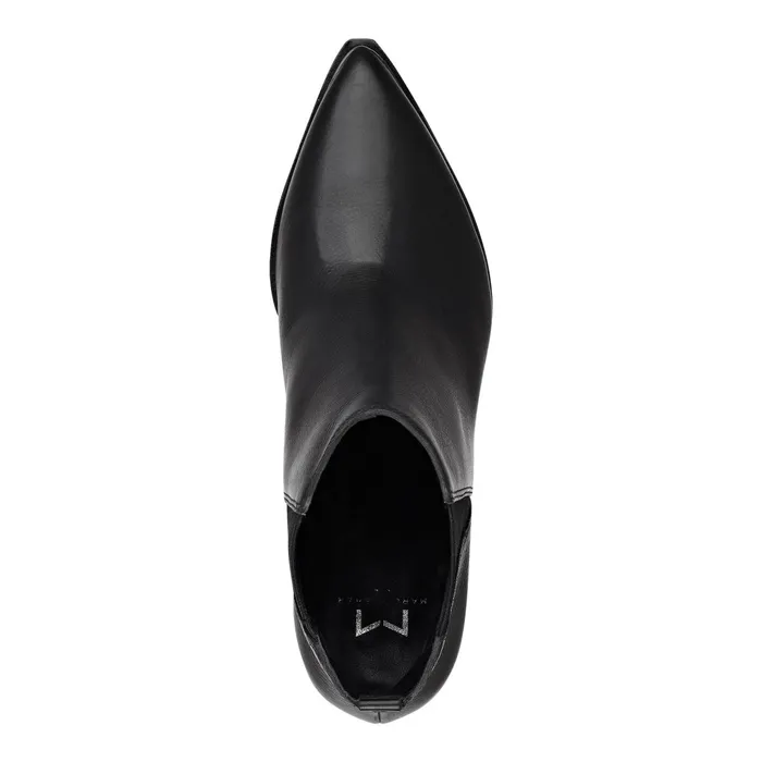 Women Yale Pointy Toe Chelsea Bootie Black Leather Marc Fisher Casual Boots