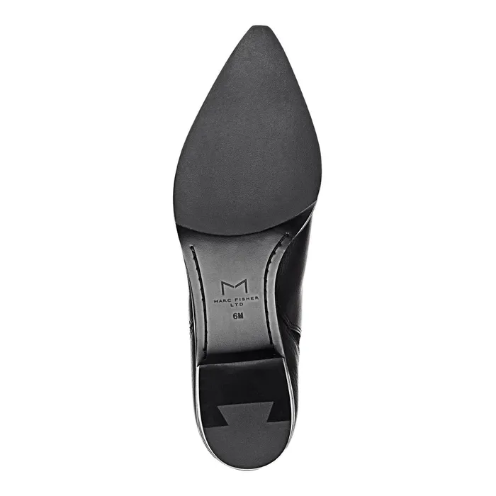 Women Yale Pointy Toe Chelsea Bootie Black Leather Marc Fisher Casual Boots
