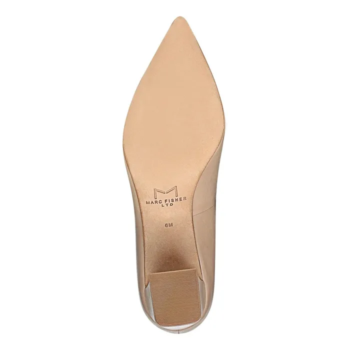 Women Zala Block Heel Pointy Toe Pump Light Natural Leather Marc Fisher Heels and Pumps