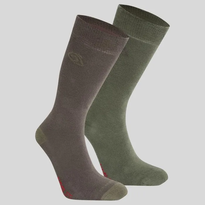 WomensEquipment Socks Craghoppers Unisex Insect Repellent Twin Pack Socks Woodland Green Wild Olive