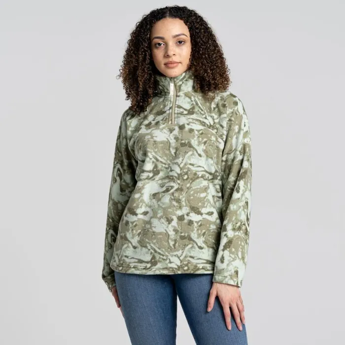 Womens Half Zip Fleece Craghoppers Lani Half Zip Fleece Willow Green Print