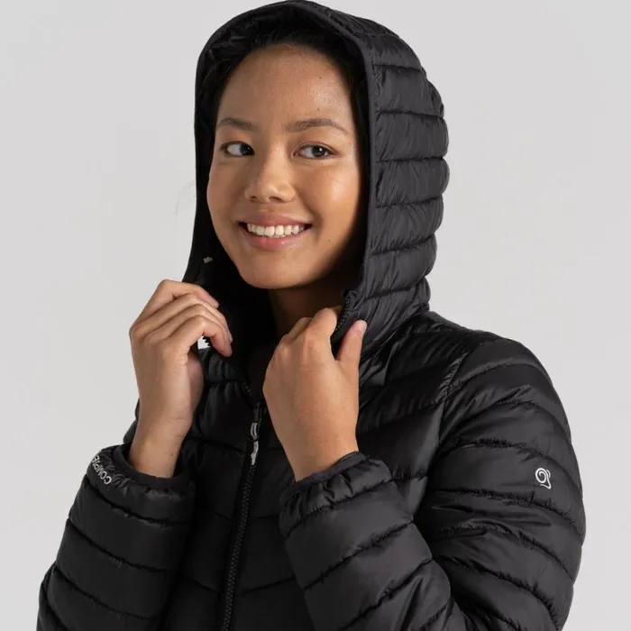 Womens Insulated Jackets Craghoppers Compresslite VIII Hooded Jacket Black Womens Insulated Jackets Craghoppers Compresslite VIII Hooded Jacket Black