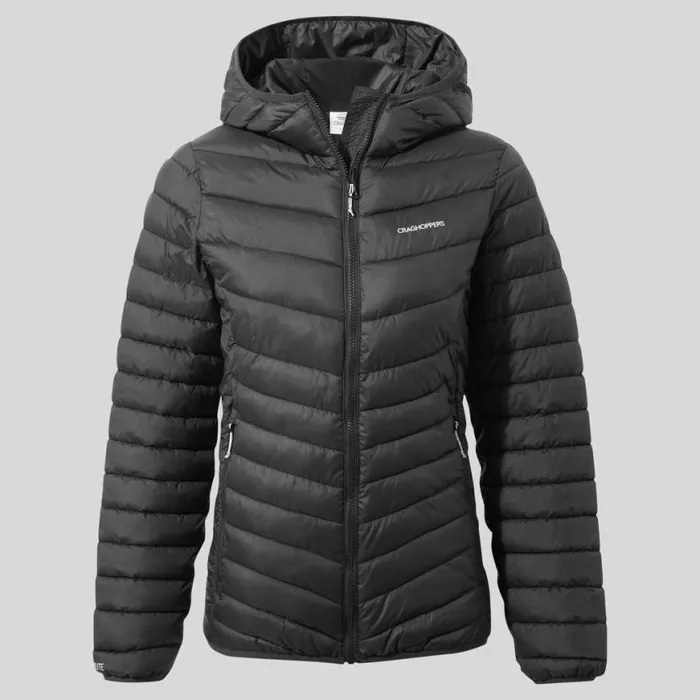 Womens Insulated Jackets Craghoppers Compresslite VIII Hooded Jacket Black Womens Insulated Jackets Craghoppers Compresslite VIII Hooded Jacket Black