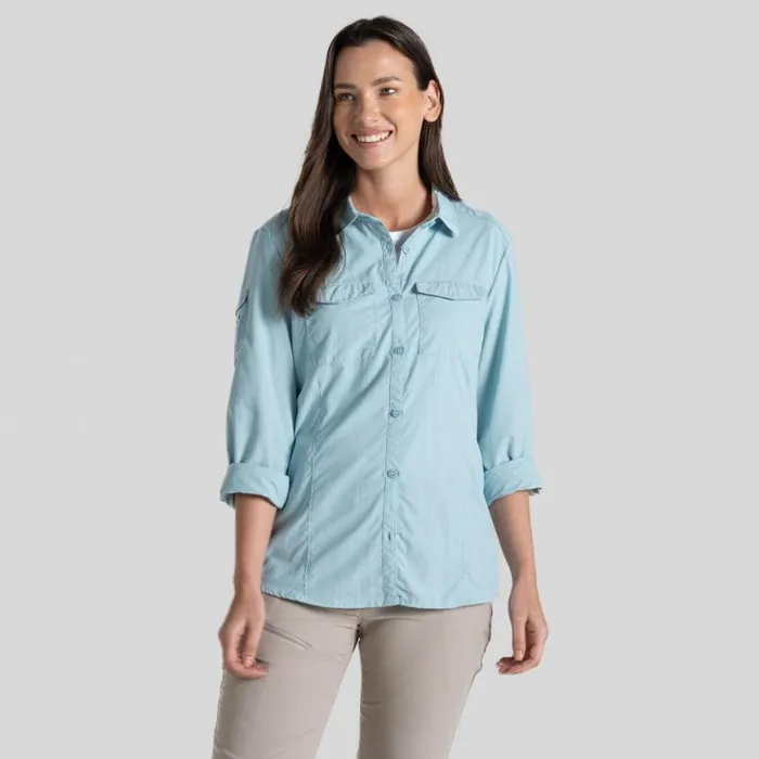 Womens Long Sleeve Craghoppers NosiLife Adventure Long Sleeved Shirt III Sky Blue