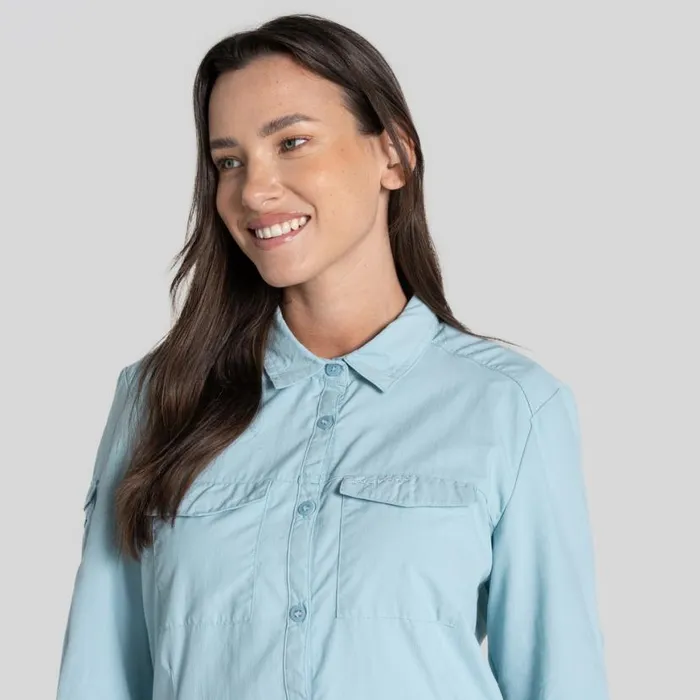 Womens Long Sleeve Craghoppers NosiLife Adventure Long Sleeved Shirt III Sky Blue Womens Long Sleeve Craghoppers NosiLife Adventure Long Sleeved Shirt III Sky Blue