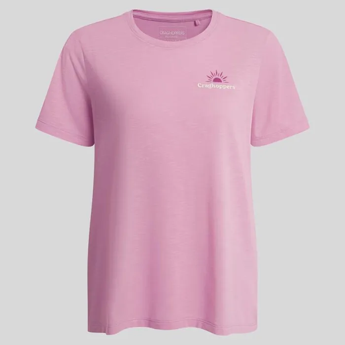 Womens Short Sleeve Craghoppers Malibo Short Sleeved TShirt Pink Lavender