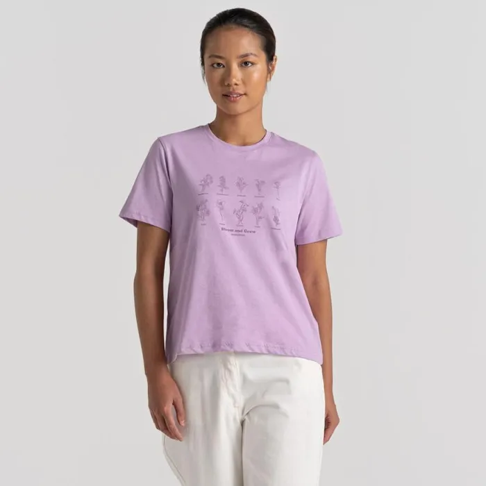 Womens Short Sleeve Craghoppers Malibo Short Sleeved TShirt Wisteria Bloom