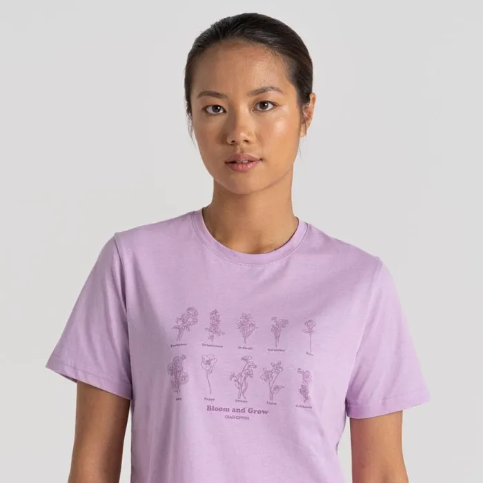 Womens Short Sleeve Craghoppers Malibo Short Sleeved TShirt Wisteria Bloom
