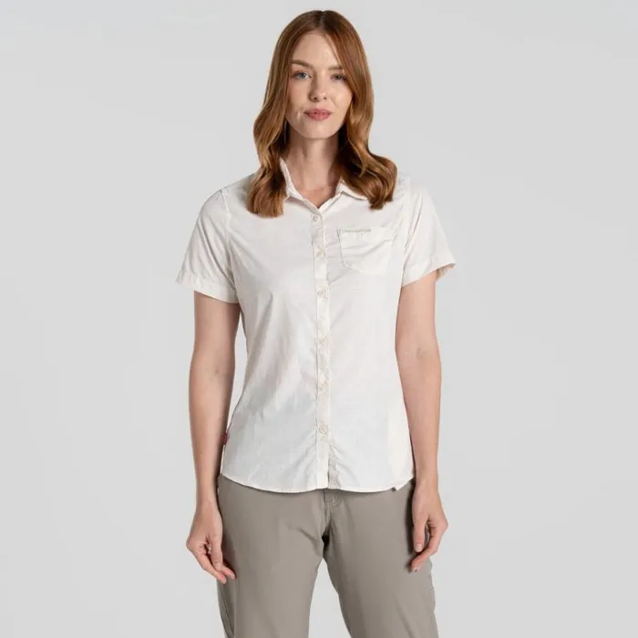 Womens Short Sleeve Craghoppers NosiLife Vanna Short Sleeved Shirt Seasalt Print