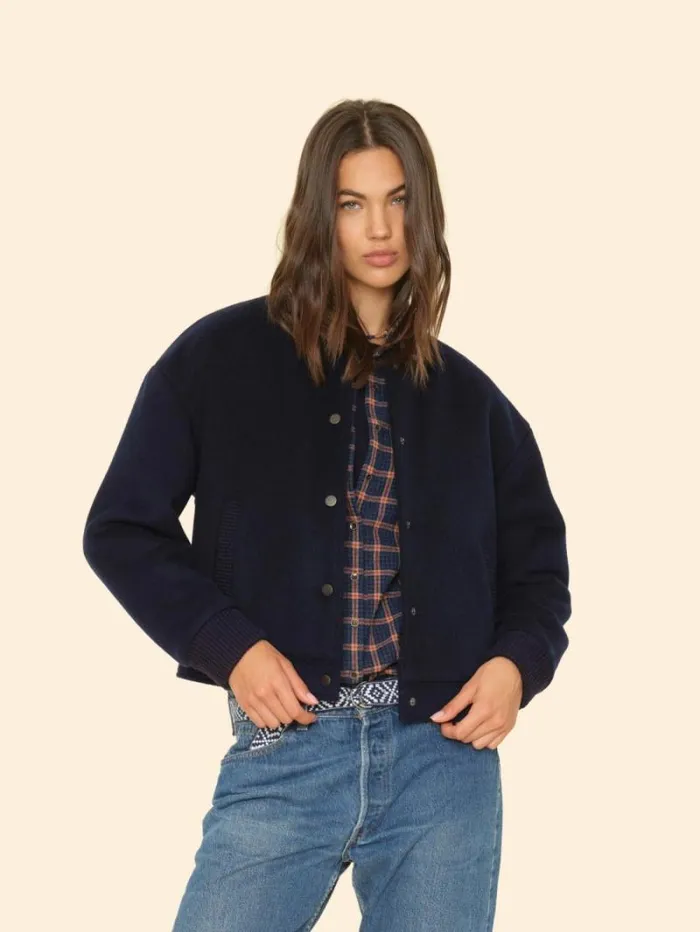 Xirena Dark Navy Braidy Jacket Women Sweaters and Jackets