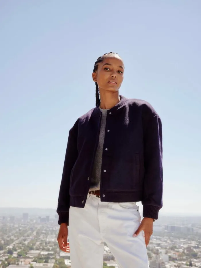 Xirena Dark Navy Braidy Jacket Women Sweaters and Jackets