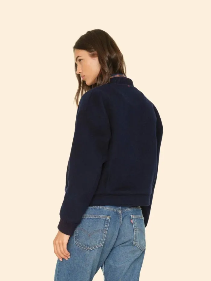 Xirena Dark Navy Braidy Jacket Women Sweaters and Jackets