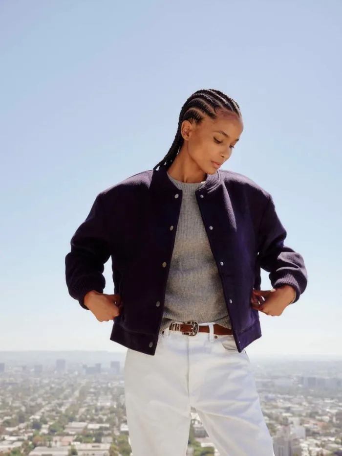 Xirena Dark Navy Braidy Jacket Women Sweaters and Jackets