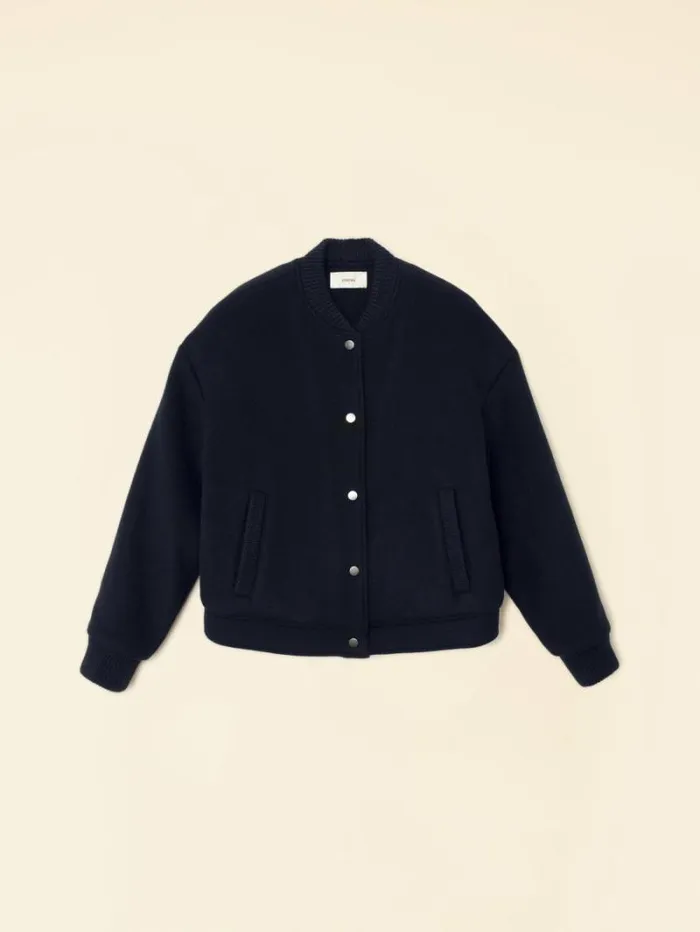 Xirena Dark Navy Braidy Jacket Women Sweaters and Jackets