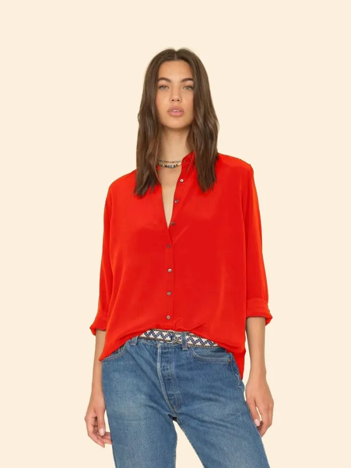 Xirena Flame Scarlet Beau Silk Shirt Women Shirts