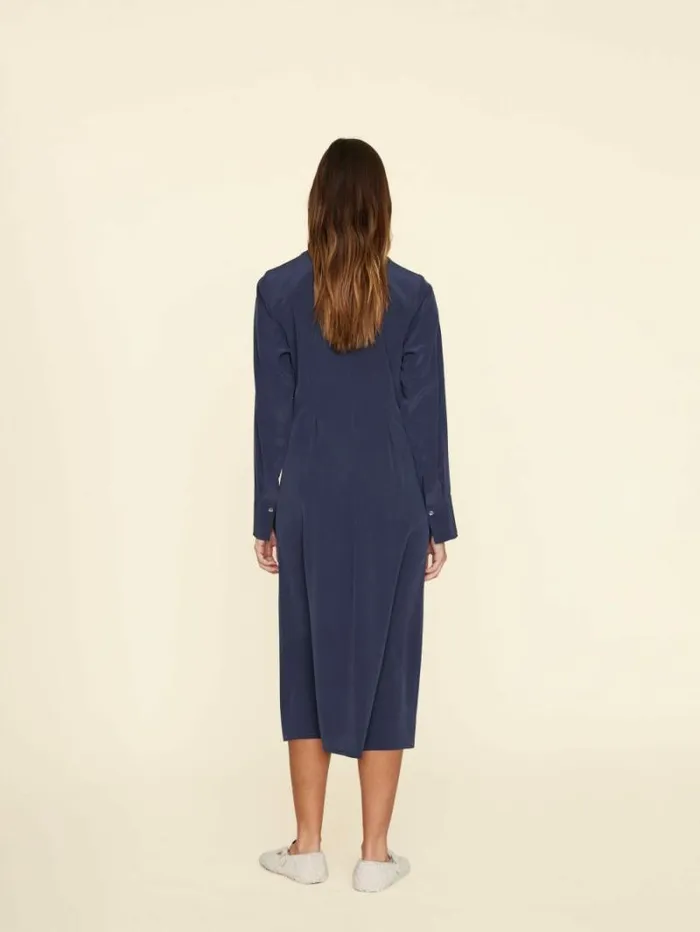 Xirena Navy Banks Silk Dress Women Dresses