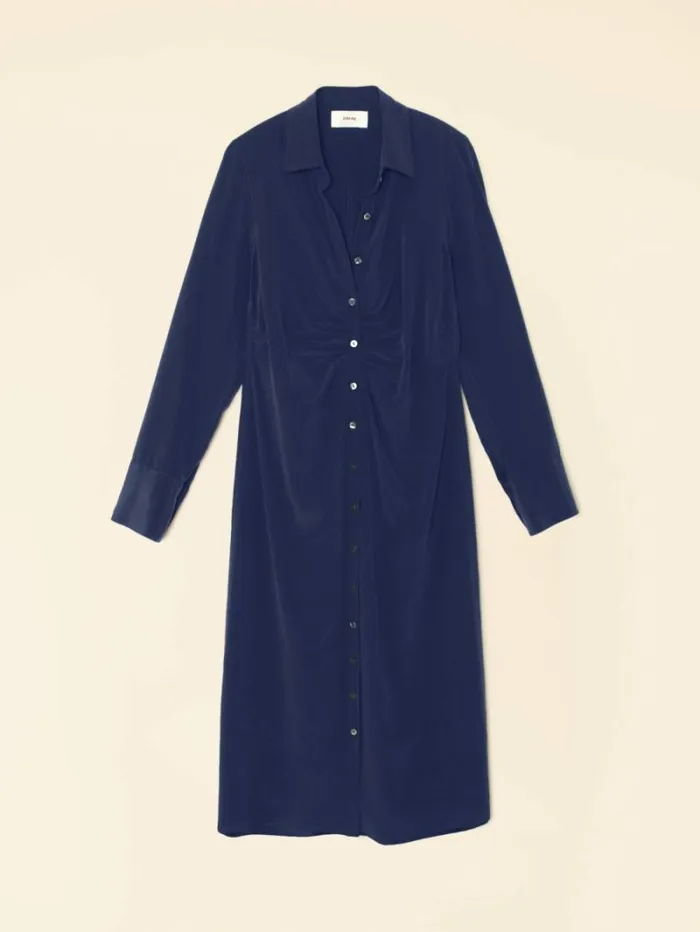 Xirena Navy Banks Silk Dress Women Dresses