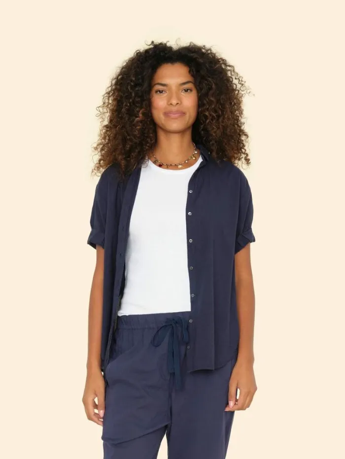 Xirena Navy Channing Shirt Women Shirts