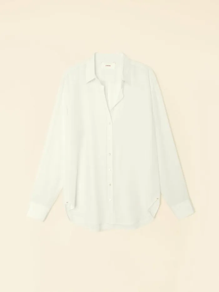 Xirena White Agate Beau Silk Shirt Women Shirts