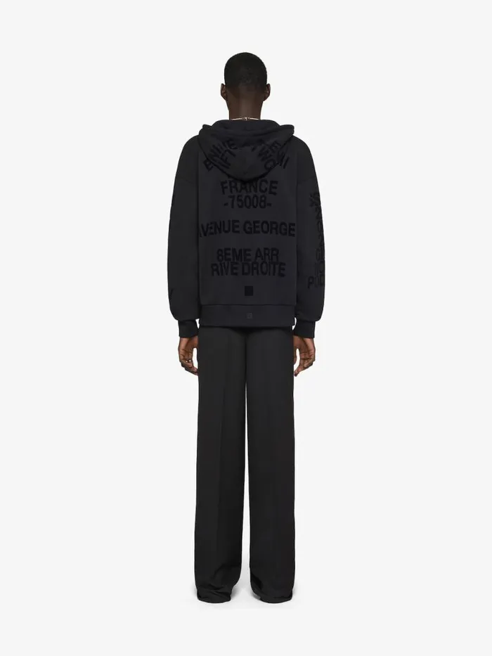Zipped Hoodie In Fleece Black Men Givenchy Sweatshirts and Hoodies