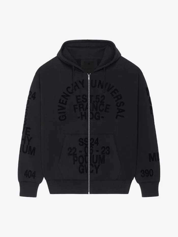 Zipped Hoodie In Fleece Black Men Givenchy Sweatshirts and Hoodies
