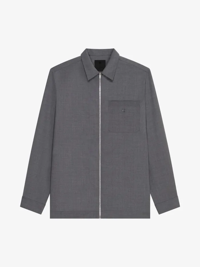 Zipped Shirt In Wool Medium Grey Men Givenchy Shirts