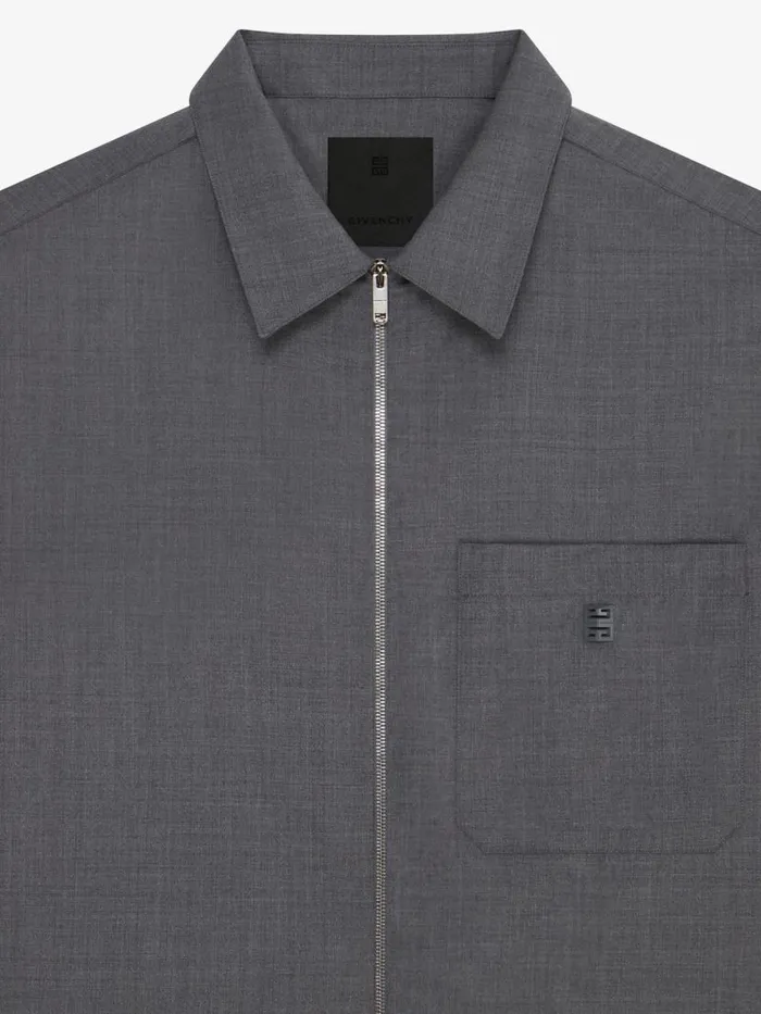 Zipped Shirt In Wool Medium Grey Men Givenchy Shirts